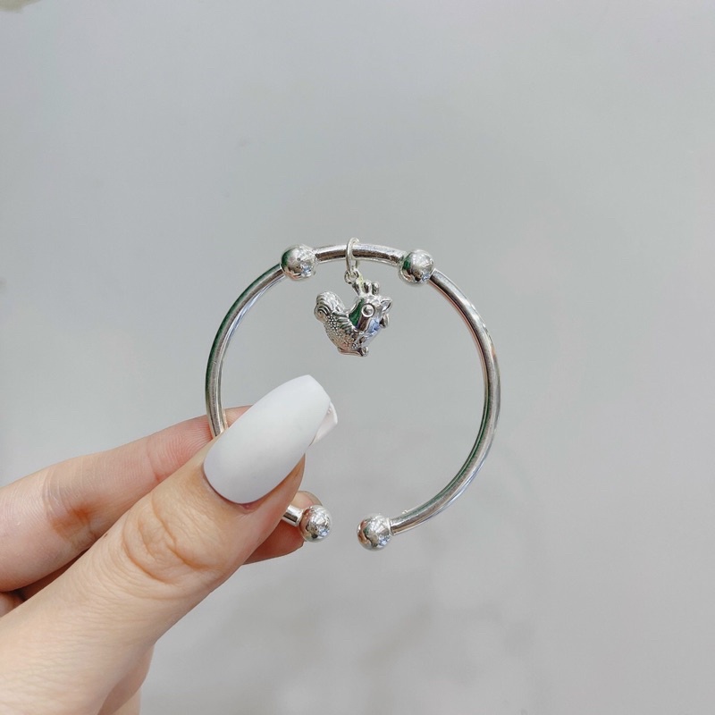 Vòng tay trẻ em dream catcher sen voi nơ hồng gà tự chỉnh kích thước treo vương miện bạc ta cao cấp