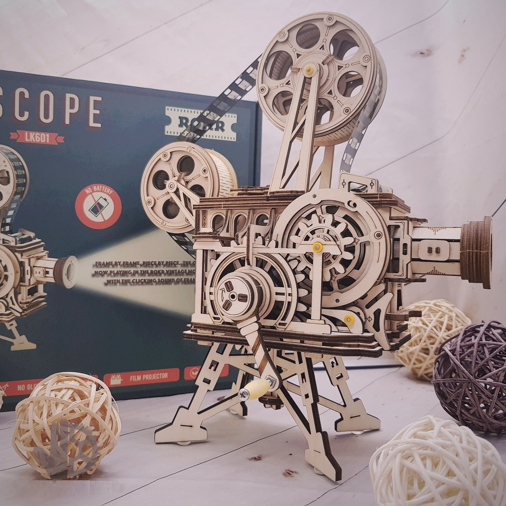 Mô hình gỗ 3D Lắp ráp Cơ Động học Máy Chiếu Phim Vitascope LK601 Robotime