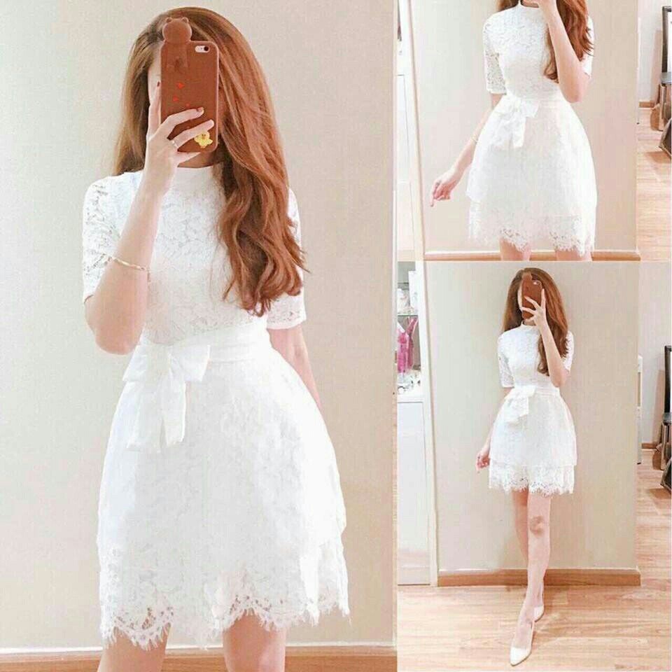 Đầm Dự Tiệc Đi Đám Cưới Đầm Xòe Ren Cổ Trụ Siêu Đẹp Lộng Lẫy Tati Dress Kèm Ảnh Thật