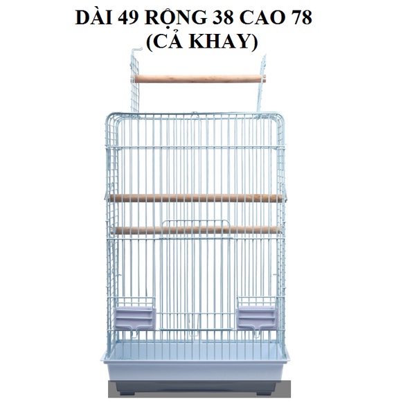 [HÀNG ĐẸP] 1 LỒNG CAO CẤP NHẬP KHẨU MÀU TRẮNG (SIZE 49*38*78) NAN DÀY CHO COCKATEIL, SUN, XÍCH, XÁM, GREEN CHECK...