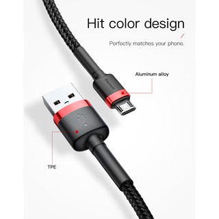Cáp Baseus Micro USB 1.5A 2m cho Samsung, Xiaomi, Oppo...