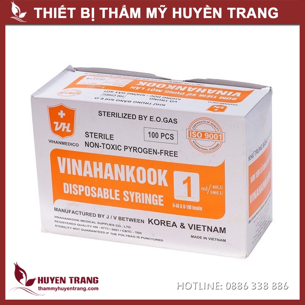 Kim Tiêm Tiểu Đường Bơm Tiêm VINAHANKOOK 1ml INSULIN U-100 Đầu Kim 30Gx1/2 - Thẩm Mỹ Huyền Trang NANOCEE
