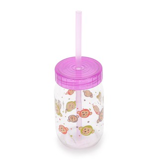 Ly nước thủy tinh in hình thú kèm ống hút Herevin 111728 370ml