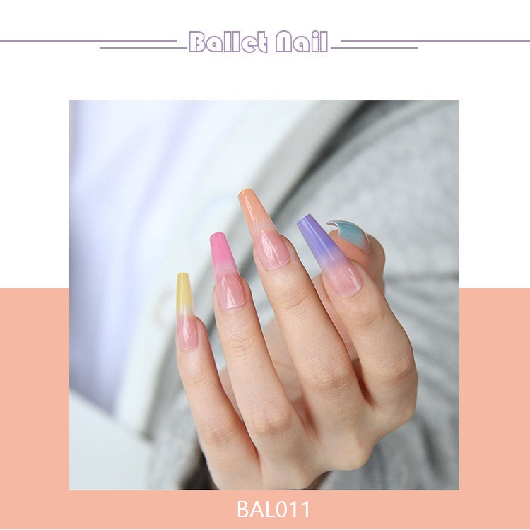 (Mới) Bộ 24 Móng Tay Giả Trang Trí Màu Cầu Vồng Tổng Thể