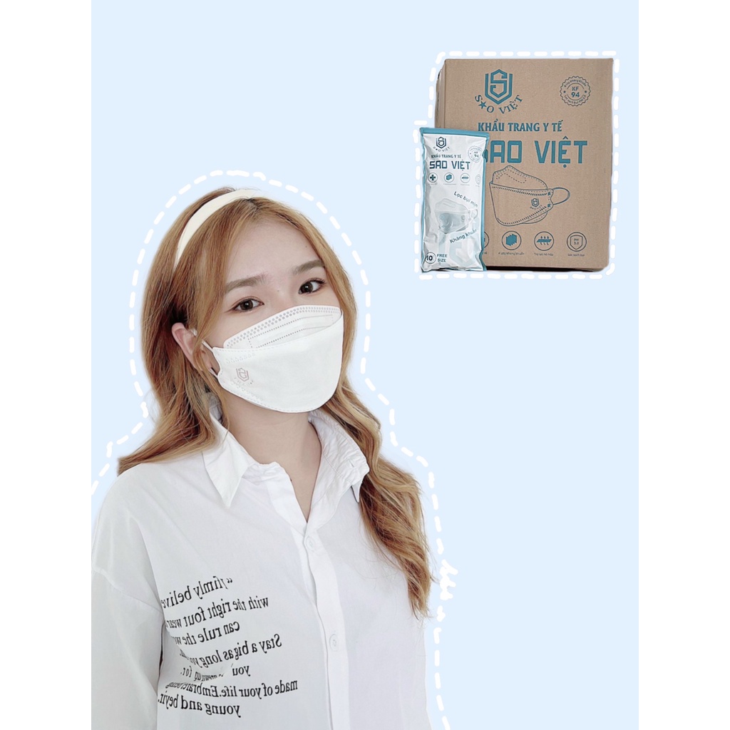 Khẩu trang 4D Sao Việt KF94 cao cấp chuẩn y tế kháng khuẩn và lọc bụi - Hàng Chính Hãng - Bịch 10 chiếc