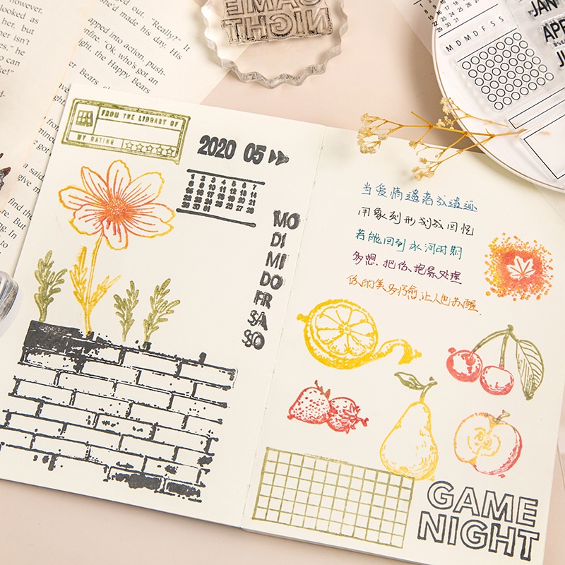 Flowertree Con Dấu Silica Gel Trong Suốt In Ngày Tháng DIY