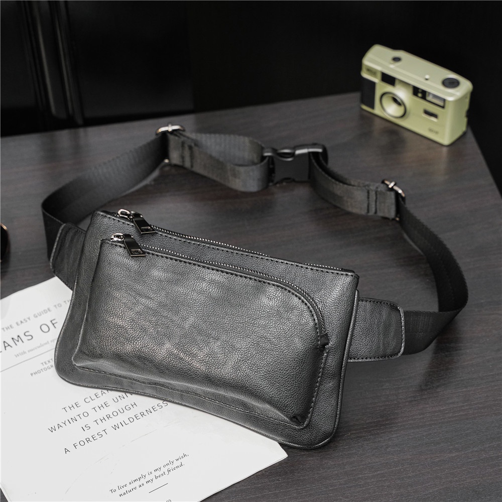 [FREE SHIP] Túi Da Đeo Ngực Nam thời trang đeo lưng M01, Túi đeo ngực phong cách Hàn Quốc màu đen quý phái | BigBuy360 - bigbuy360.vn