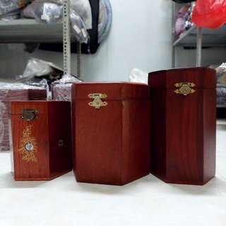 Hộp đựng Trà khảm trai gỗ Hương hình lục giác đựng chè khô