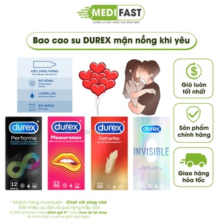 Bao cao su Durex - Nhiều chất bôi trơn, gân gai, siêu mỏng, vừa vặn - Giao hàng kín đáo - Che tên sản phẩm Hộp 12 chiếc