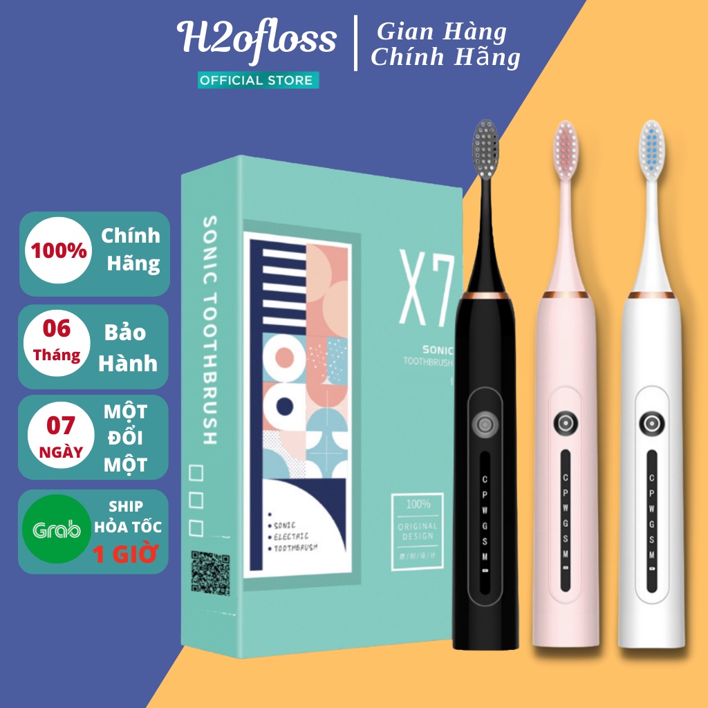 Bàn Chải Điện Đánh Răng Sonic X7 Pro Bàn chải điện Chống thấm nước, 6 chế độ rung sóng âm cao cấp