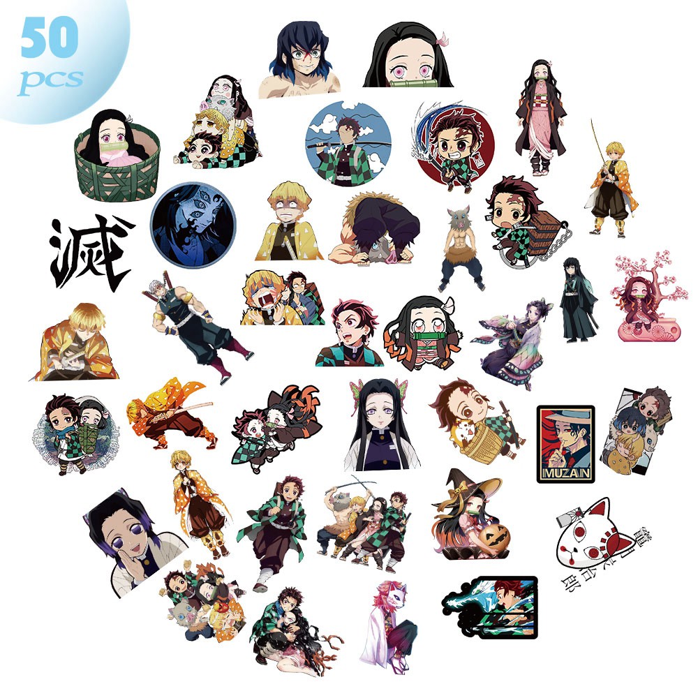 Bộ 50 miếng dán trang trí hình nhân vật anime sáng tạo