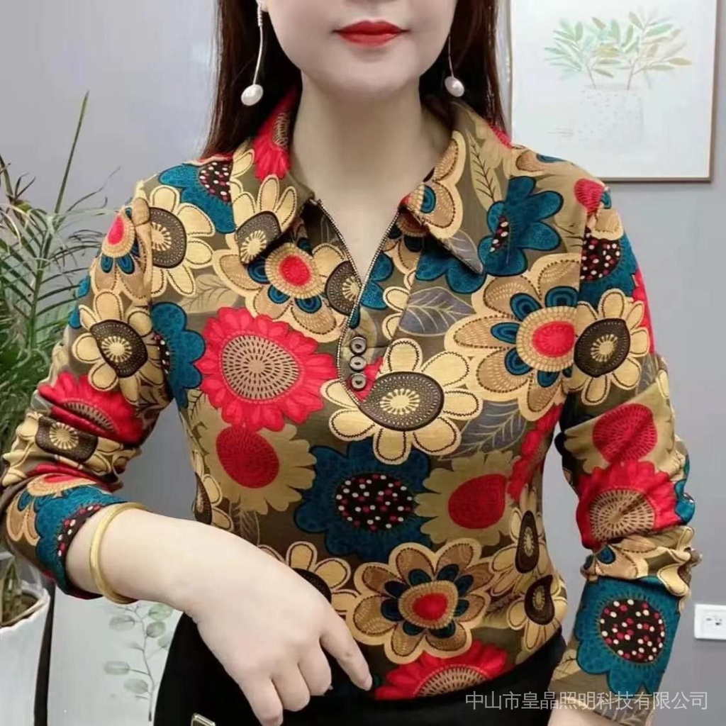 Áo Sơ Mi Hoa Cao Cấp Thời Trang Dành Cho Phụ Nữ Trung Niên 40 Tuổi
