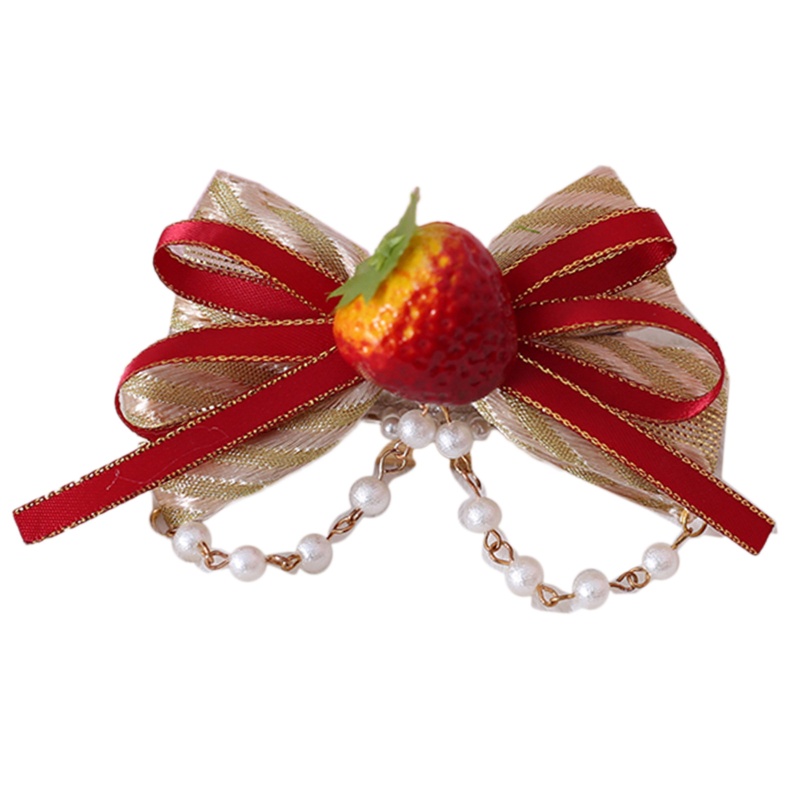 Flgo Kẹp Tóc Đính Nơ Hình Trái Dâu Tây Dễ Thương Cho Bé Gái