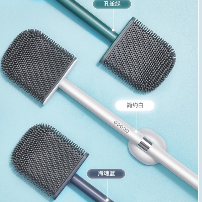 Bộ Bàn Chải Chà Toilet Bằng Silicone Gắn Tường Không Chết Tiện Dụng