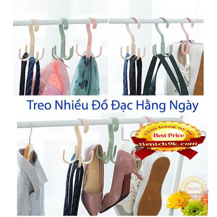 Móc treo 4 chân xoay 360 độ đa năng phơi quần áo, túi xách, bông tắm, cà vạt