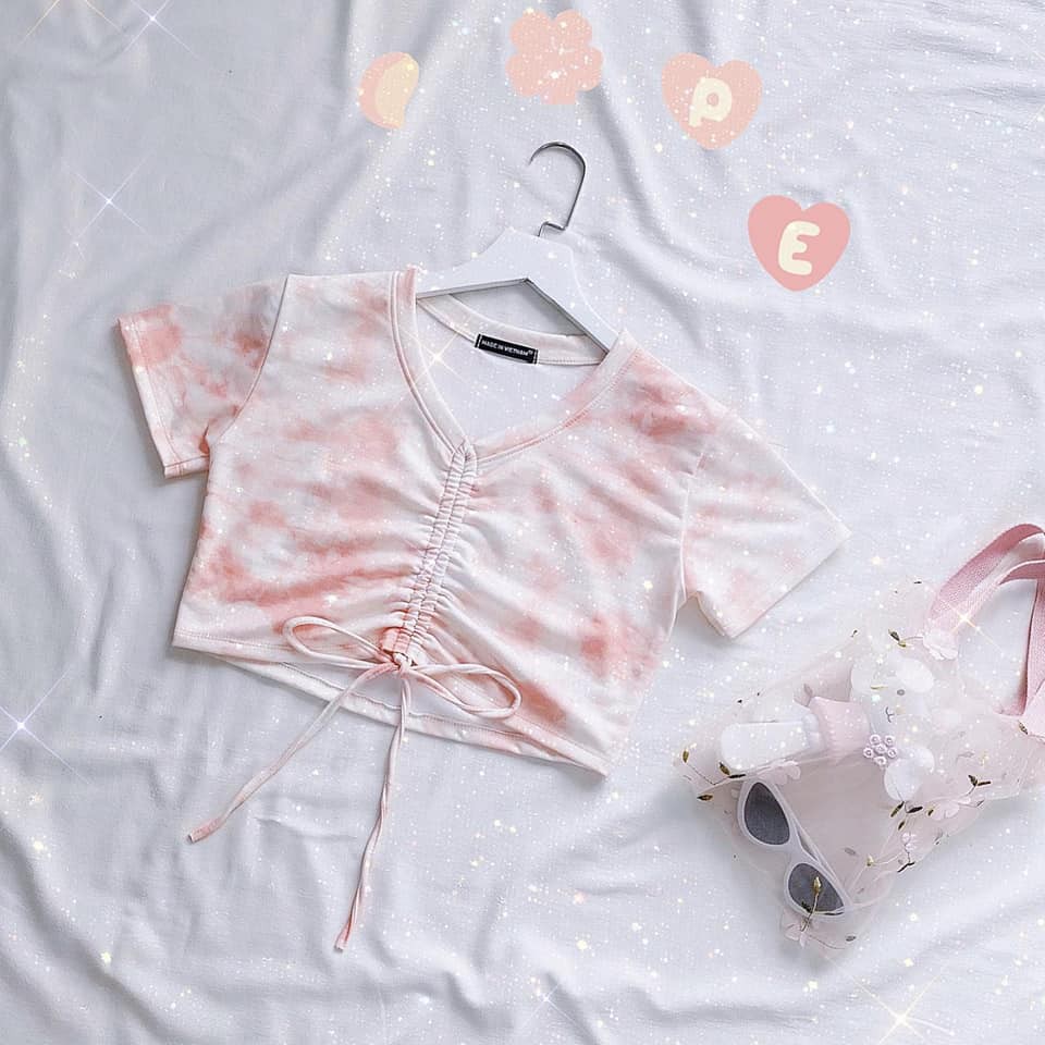 Áo croptop dây rút loang màu Tie Dye hot hit
