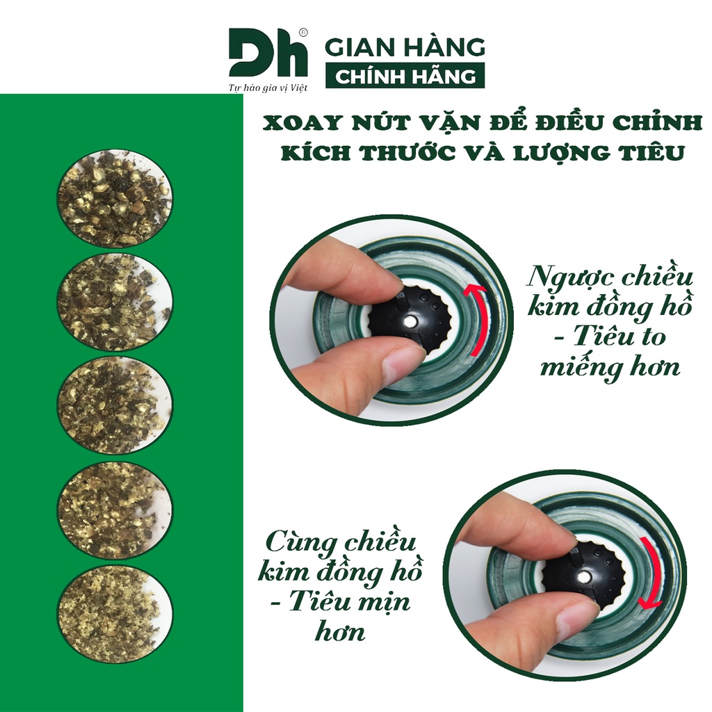 Tiêu sọ hạt Phú Quốc Natural DH Foods chế biến món ăn dạng cối xay 45gr