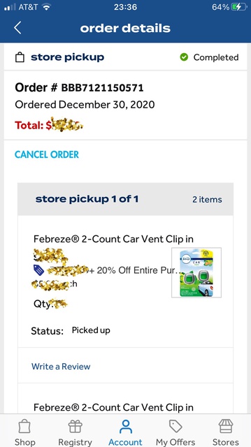 COMBO 5 Nước hoa xe hơi Febreze USA