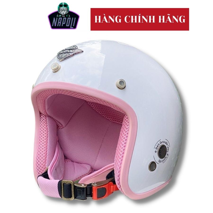 Mũ bảo hiểm 3/4 đầu phượt Napoli nón bảo hiểm phượt đủ màu bảo hành 12 tháng hàng chính hãng vòng đầu 55-58cm