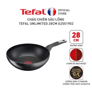 Chảo chiên sâu lòng tefal unlimited 28cm g2551902- sản xuất tại pháp - hàng chính hãng- titanium -báo nhiệt thông minh