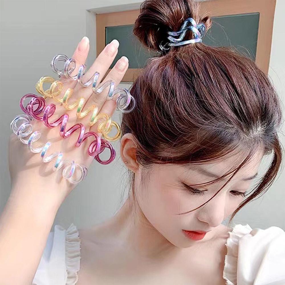 EXPEN Dây Buộc Tóc Đuôi Ngựa Dạng Xoắn Ốc Nhiều Màu Sắc Đơn Giản Cho Nữ Giá Đỡ