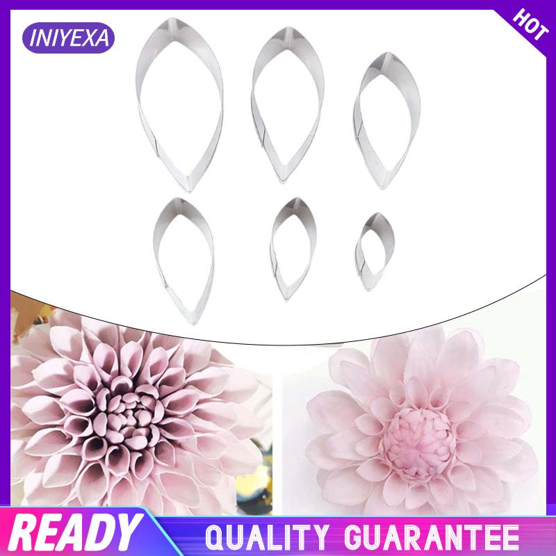 Set 6 Khuôn Cắt Bánh Quy Hình Cánh Hoa Bằng Thép Không Gỉ DIY