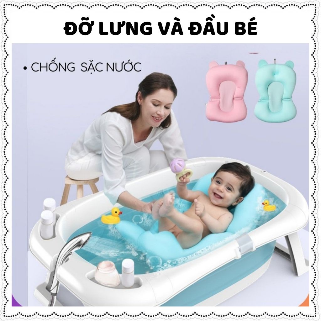 Lưới tắm cho bé phao nằm tắm cho trẻ sơ sinh xốp lưới vải chống trơn trượt đặt vào chậu tắm đỡ lưng đầu an toàn Zozon