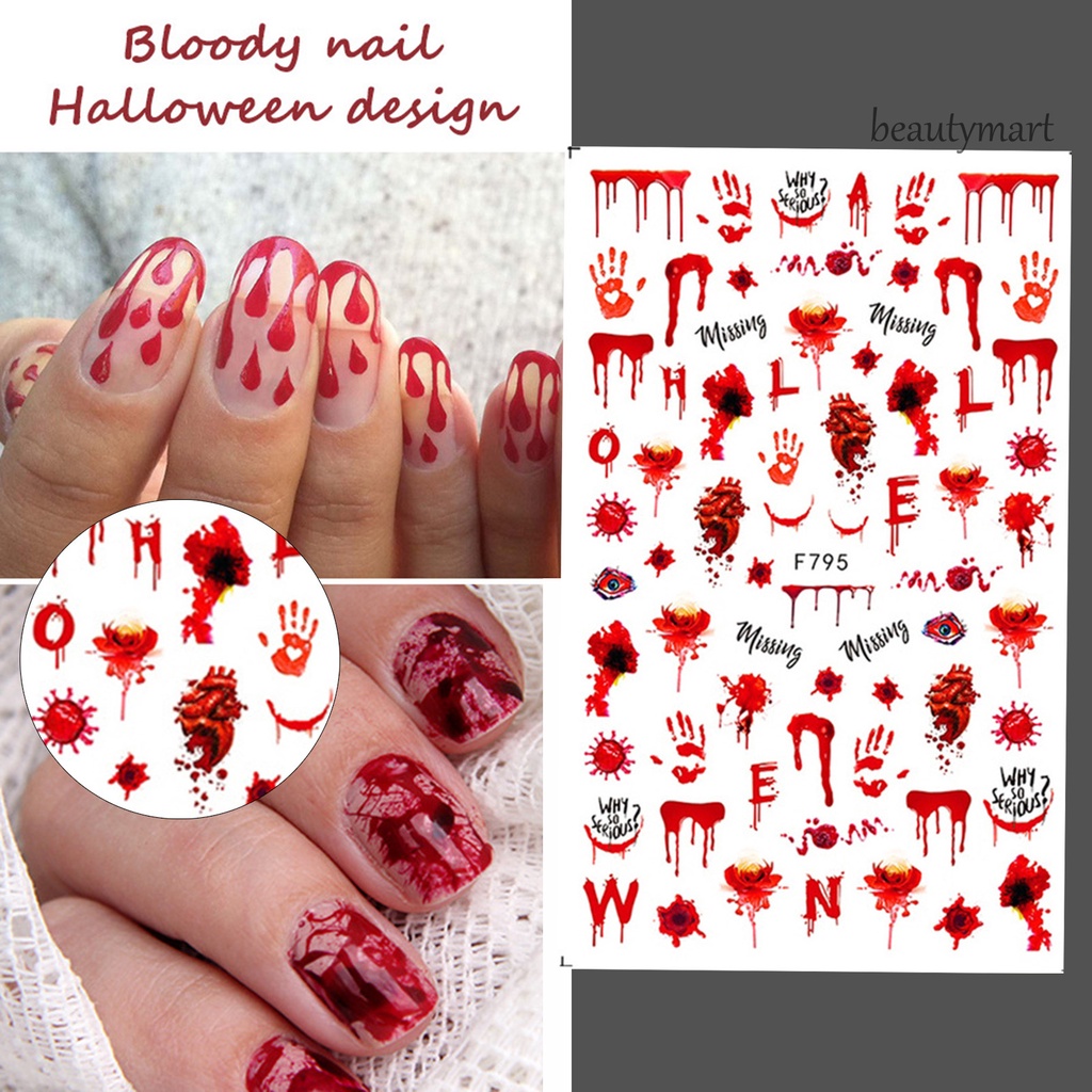 [Hàng mới về] 2 miếng dán trang trí móng tay hình vết sẹo máu kinh dị độc đáo cho nữ