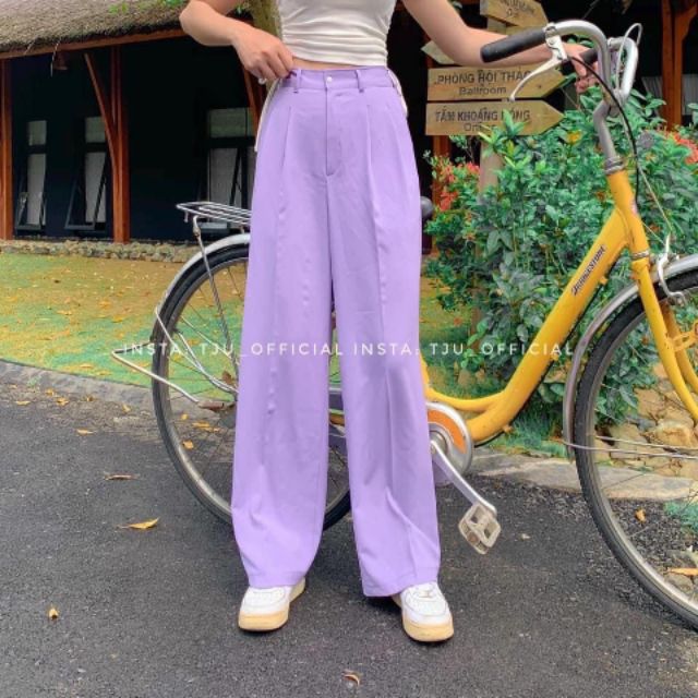 [Cực hot  ] Quần suông 1 cúc tím   [Sản phẩm bán chạy]