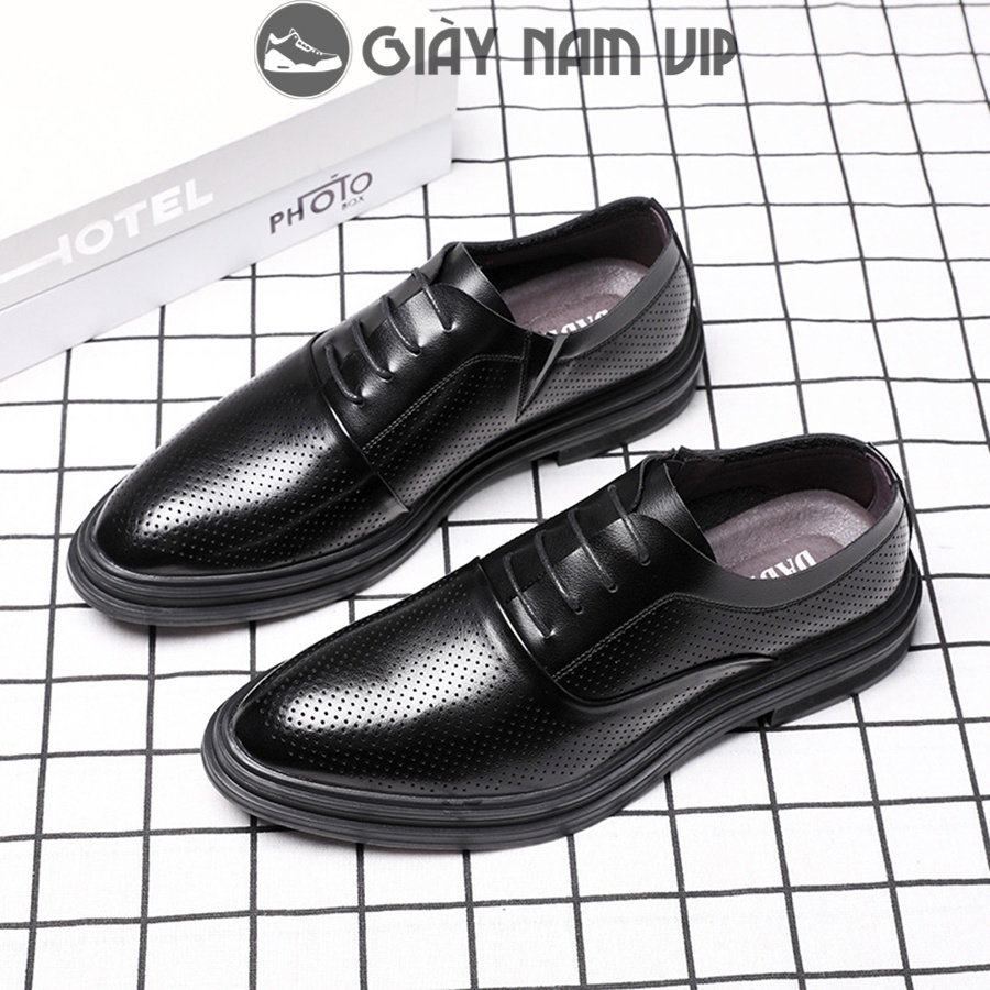 Giày Oxford Nam Đẹp Da Bò Cao Cấp Mũi Tròn GIAYNAMVIP Giày Da Nam Buộc Dây Đục Lỗ Thoáng Khí GNK133