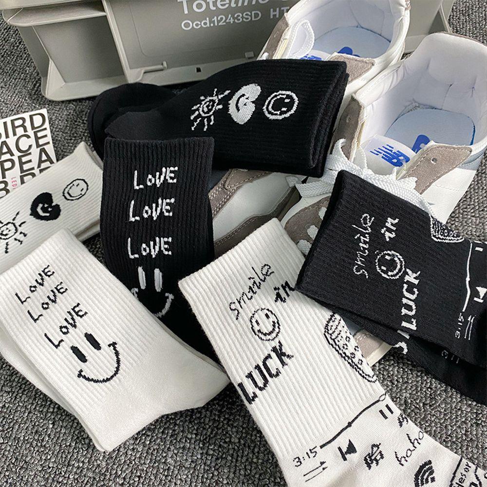 SOMEDAYZL Tất In HìNh MặT CườI Dễ Thương Cho CặP Đôi