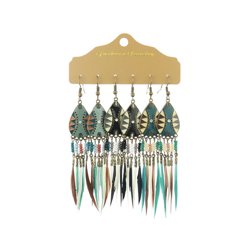 Khuyên tai tua rua lông vũ, Hoa tai boho nhiều màu sắc