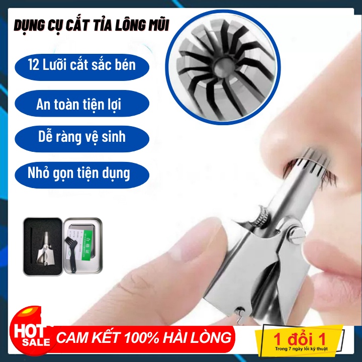 Máy cắt lông mũi - Dụng cụ cắt tỉa lông mũi bằng thép cắt nhanh lưỡi bén không đau kèm hộp đựng cao cấp