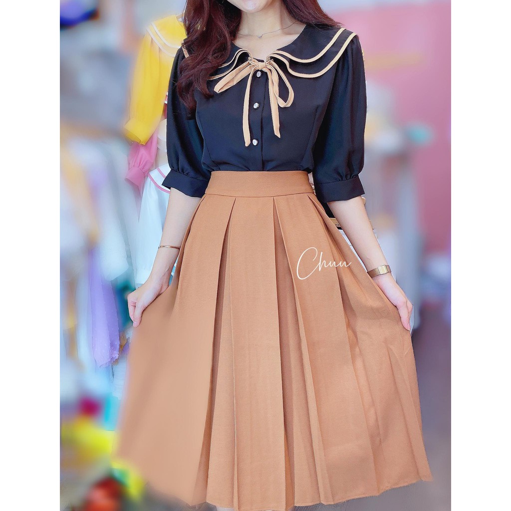 [ Mã WASTRUN4 giảm 10% tối đa 30K đơn 99K] Áo sơ mi cổ bèo nơ, áo cổ sen 2 tầng công sở nữ tính CHUU A6747 | BigBuy360 - bigbuy360.vn