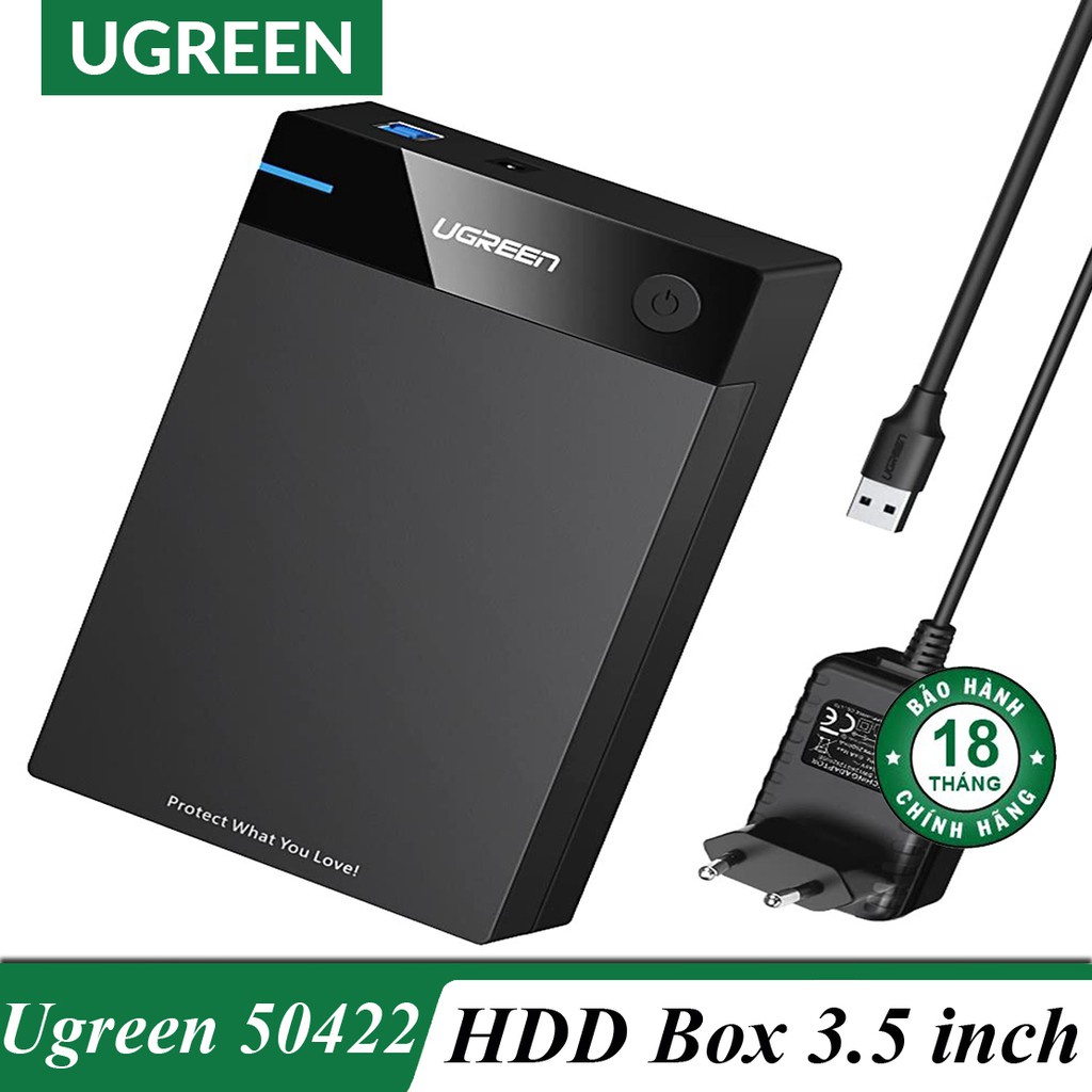 Hộp đựng ổ cứng 3.5inch SATA USB 3.0 Hỗ Trợ HDD 10TB UGREEN 50422 US222 Chính Hãng