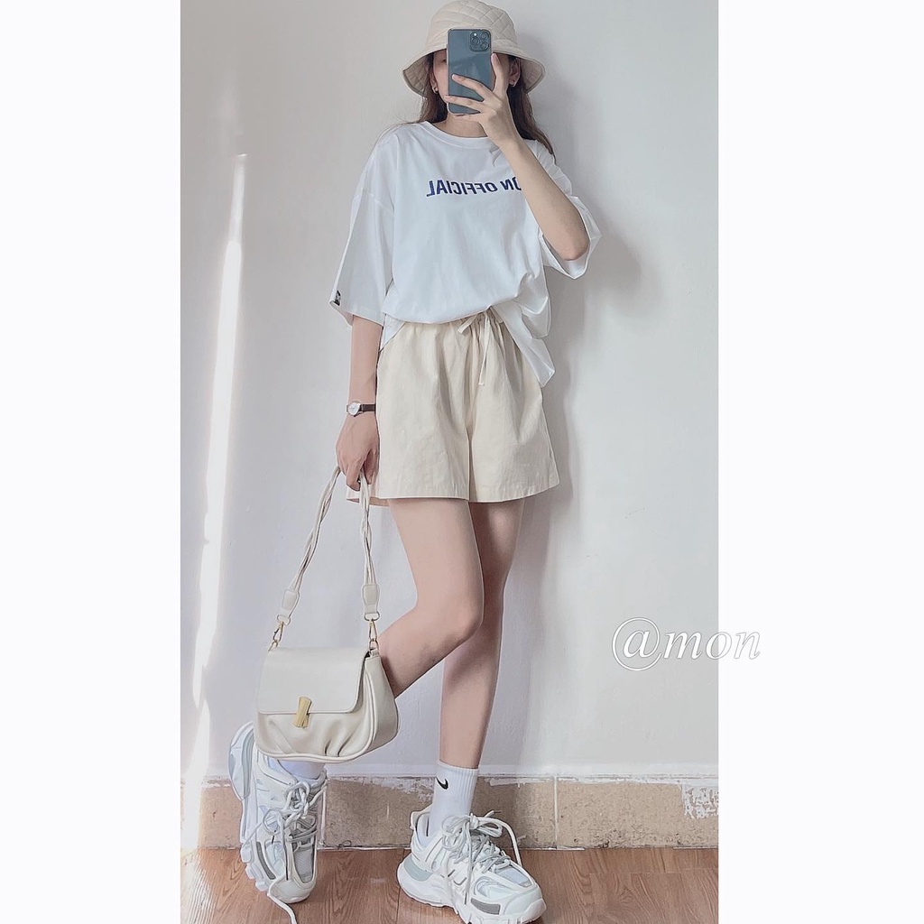 2101628 Quần short kaki thô trơn ulzzang nữ phong cách hàn quốc basic nhiều màu freesize
