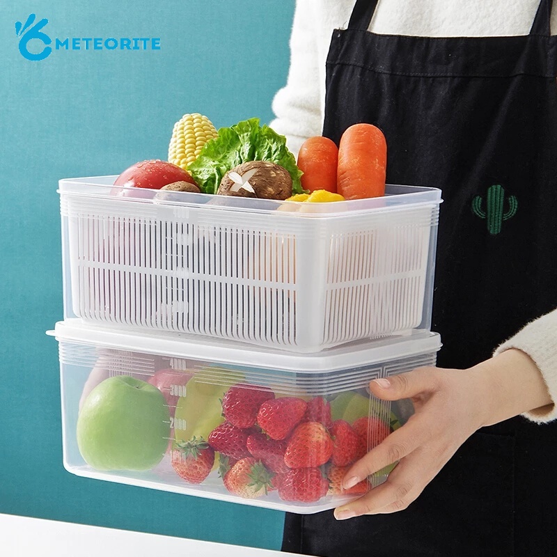 Hộp Đựng Trái Cây Hai Tầng Bằng Nhựa Trong Suốt Có Nắp Đậy Tiện Lợi