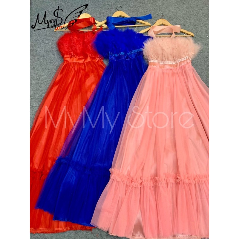 Đầm dự tiệc phối lông ngỗng TRIPBLE T DRESS -size M/L - MS131Y