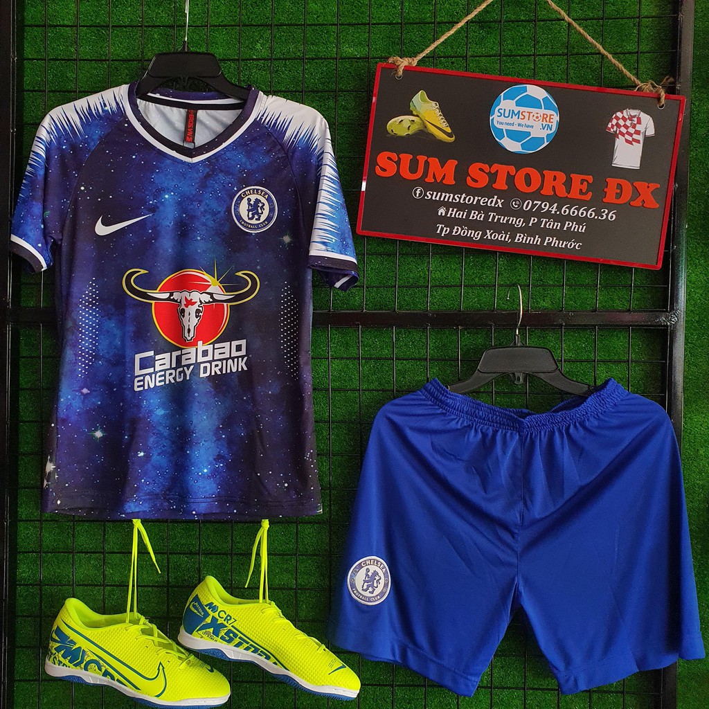 Đồ Đá Banh Thể Thao Độc Lạ Chelsea Galaxy -Áo Đá Banh Thun Thái Lạnh Cao Cấp,Mẫu Mới, Đẹp