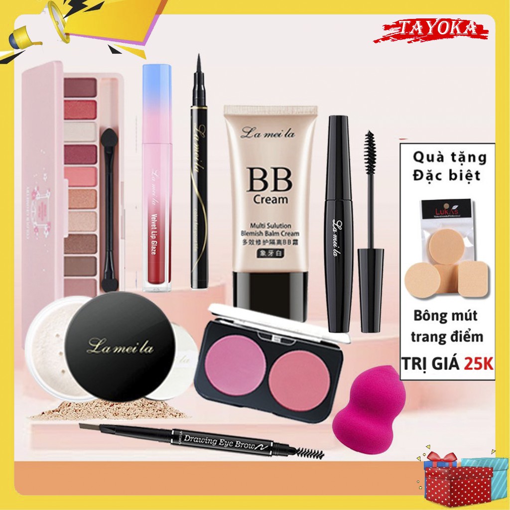 Bộ trang điểm đầy đủ💙KÈM QUÀ TẶNG💙 LAMEILA 9 món tiện lợi set trang điểm chuyên nghiệp bộ trang điểm cá nhân TK-104