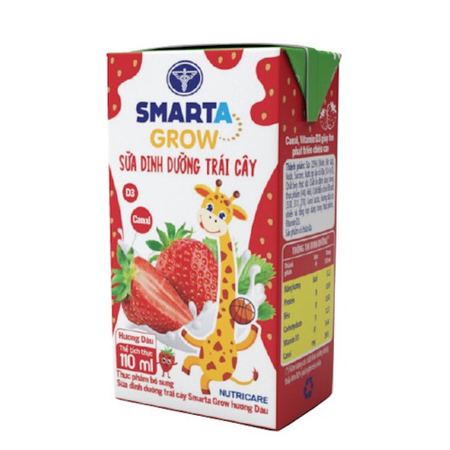 Thùng sữa dinh dưỡng trái cây Nutricare Smarta Grow hương Dâu (110ml x 48 hộp)