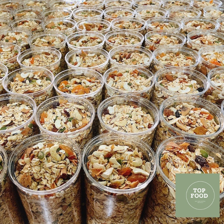 Hạt dinh dưỡng mix, Granola Topfood siêu hạt thơm ngon tốt cho sức khỏe,người ăn kiêng bà bầu hũ 500gr