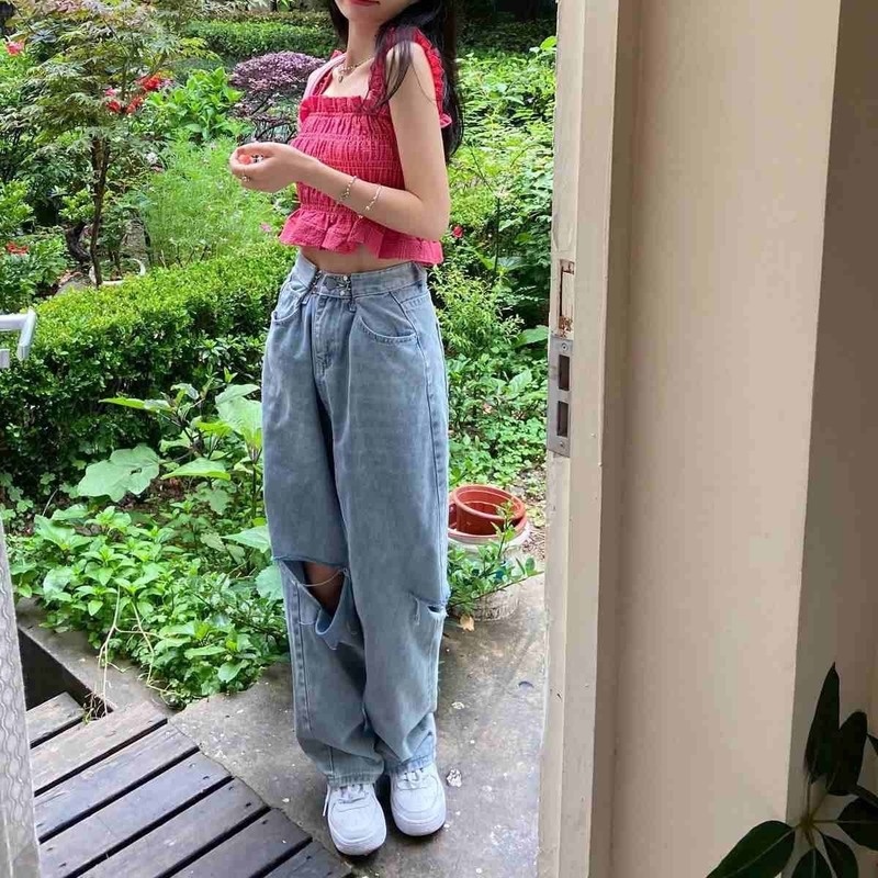 Áo hai dây xếp ly phong cách Hàn Quốc ngọt ngào thời trang mùa hè cho học sinh | BigBuy360 - bigbuy360.vn