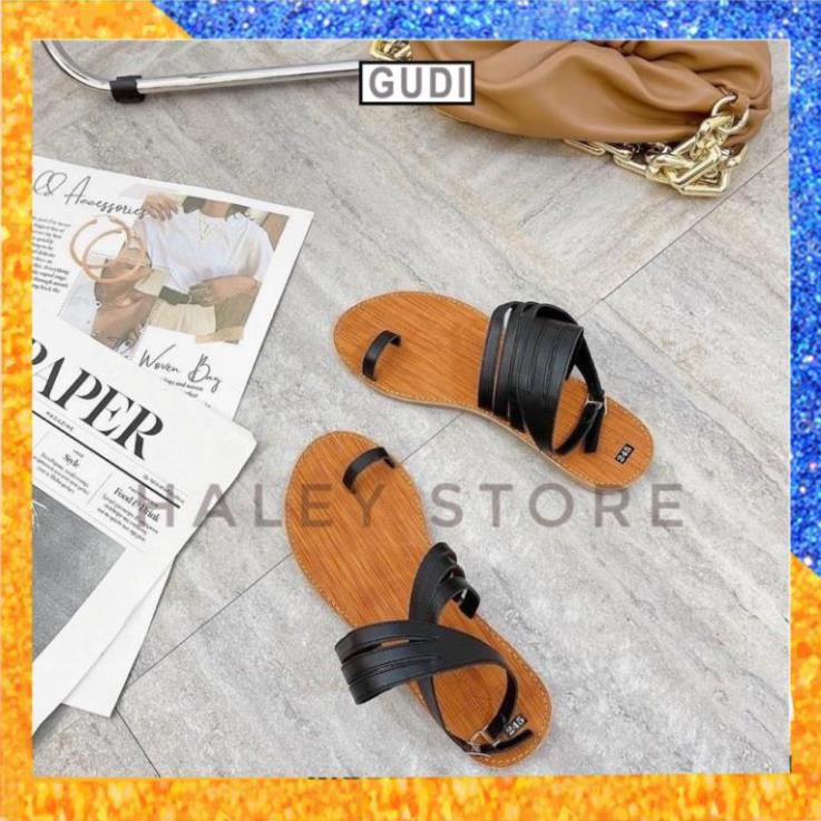 Giày Sandal nữ đế bệt chiến binh xỏ ngón dây mảnh quai chéo hot mùa hè 2021 đi biển đi chơi đi học  HALEY STORE