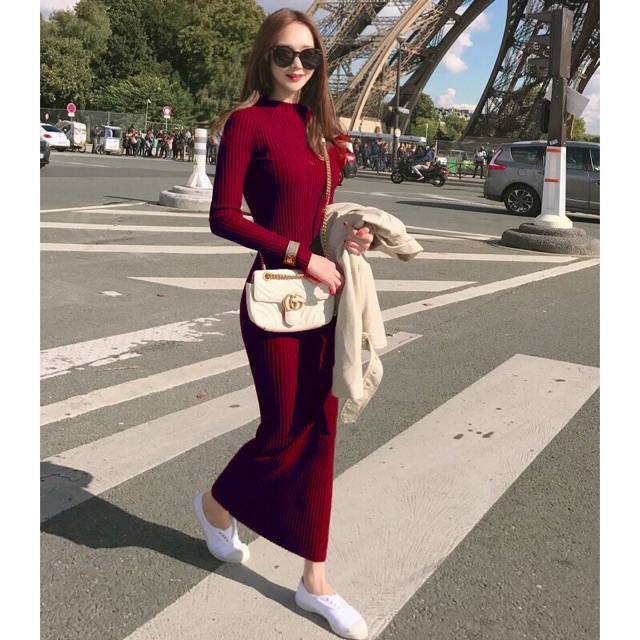 Váy len body dáng dài hàng Quảng Châu- hàng có sẵn NÂU XL | BigBuy360 - bigbuy360.vn