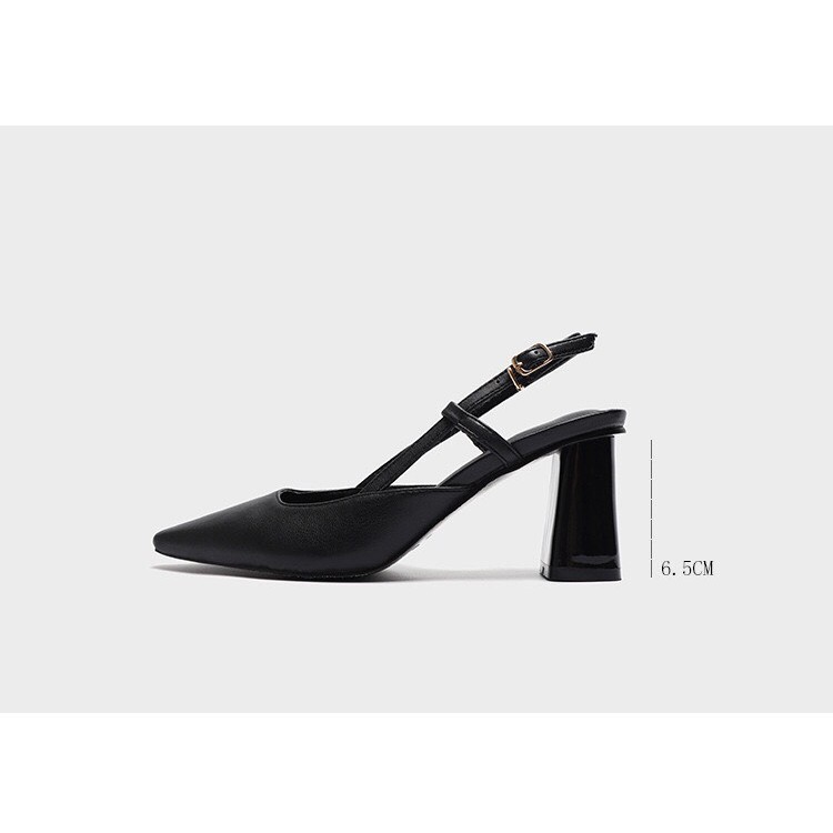 Giày cao gót nữ Slingback mũi nhọn gót vuông kiểu dáng basic 6p ClidStore, MSP: 223