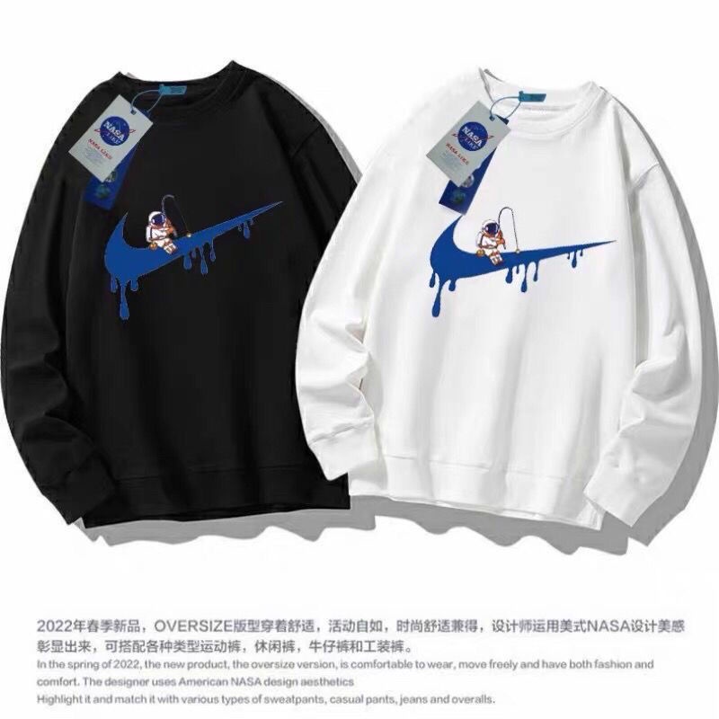 Áo Sweater Thể Thao Cổ Tròn Dáng Rộng In Logo NASA Thời Trang Mùa Thu Cho Cặp Đôi