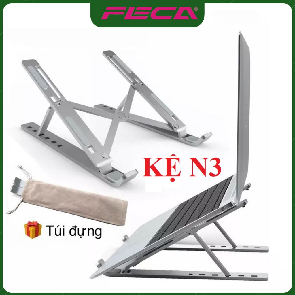 Giá Đỡ Laptop Nhôm N3 Gấp Gọn Tản Nhiệt Macbook Laptop 14 inch, 15.6 inch, 17 inch, 13 inch điều chỉnh cao rộng 7 cấp độ