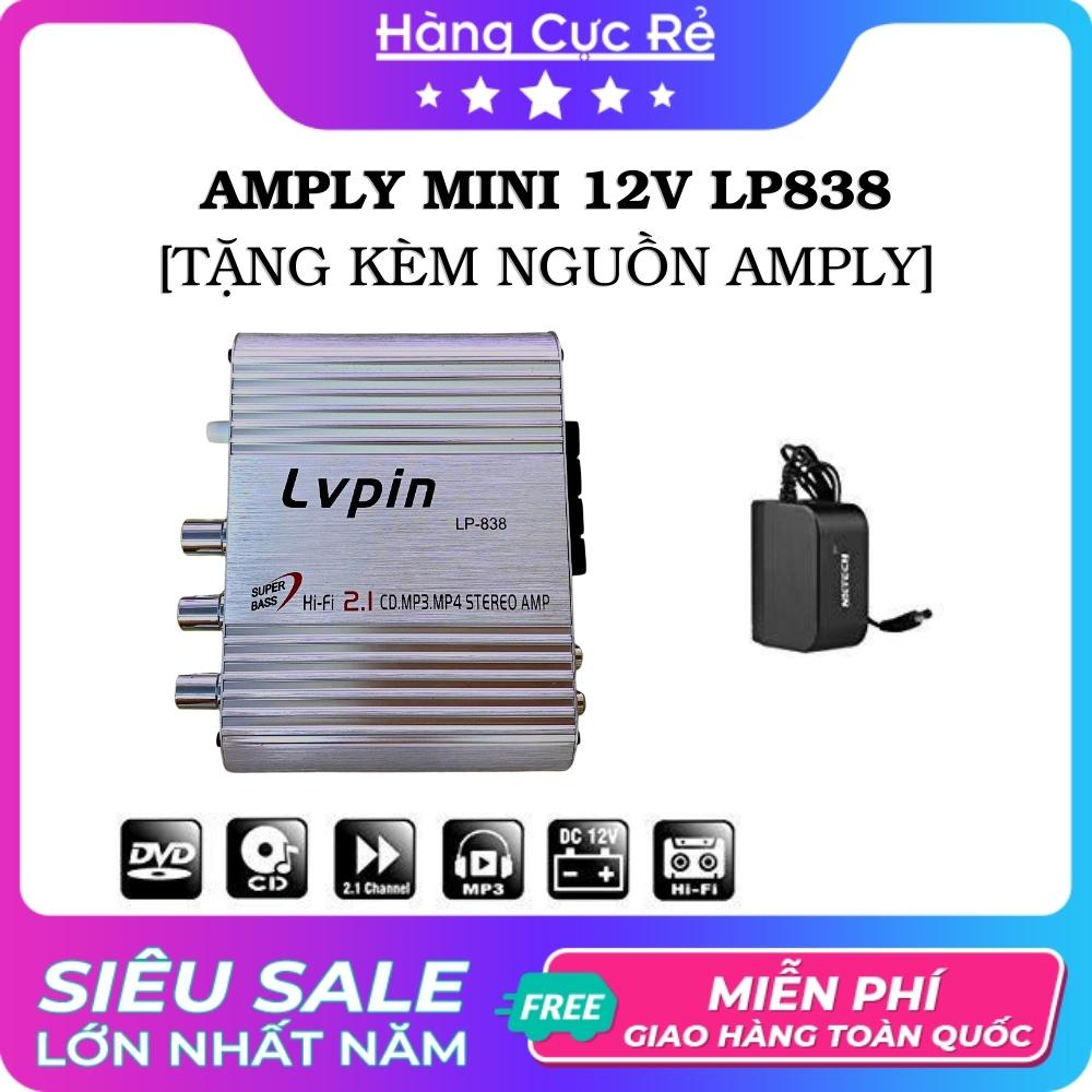 Âm li mini 12v LP838 + Tặng nguồn amply cho dàn âm thanh mini 5.1 - Shop Hàng Cực Rẻ