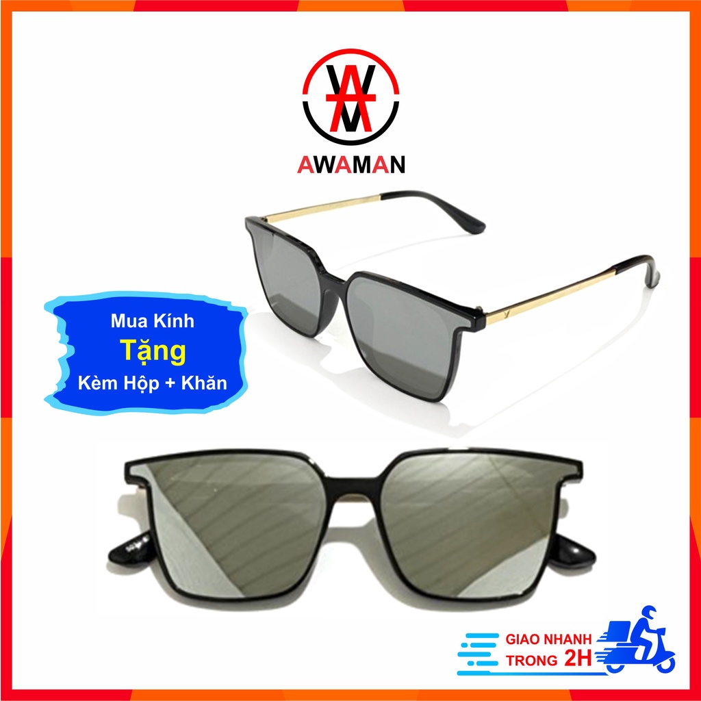 Kính mắt râm chữ v tráng bạc thời trang nam nữ cao cấp